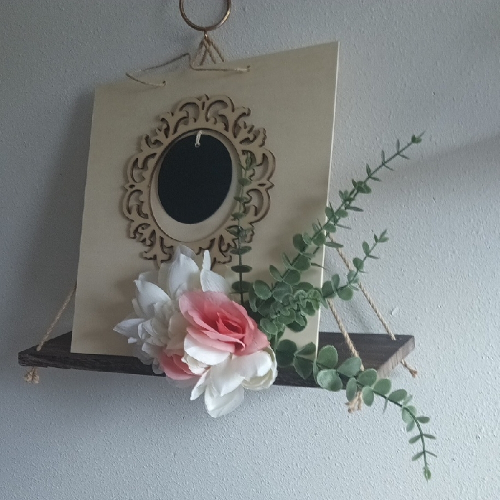 Floral Wall Hanging with Mirror